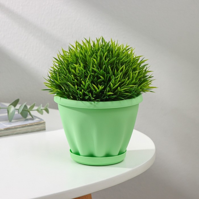 Горшок для цветов с поддоном &laquo;Знатный&raquo;, 450 мл, d=11 см, цвет зелёный