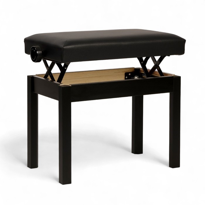 Банкетка для пианино Music Life сиденье 55х34, высота 48-58 см, черная, нагрузка 100 кг