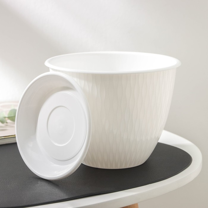 Цветочный горшок с поддоном &laquo;Корсика&raquo;, 1,8 л, d=17, цвет белый