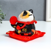 Копилка керамика "Манэки-нэко чёрный с веером и свитком" 9х8х11 см Копилка керамика "Манэки-нэко чёрный с веером и свитком" 9х8х11 см