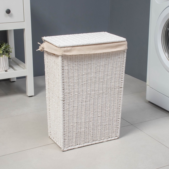 Корзина для белья LaDо́m &laquo;Классика&raquo;, прямоугольная, 45&times;27&times;64 см, белая