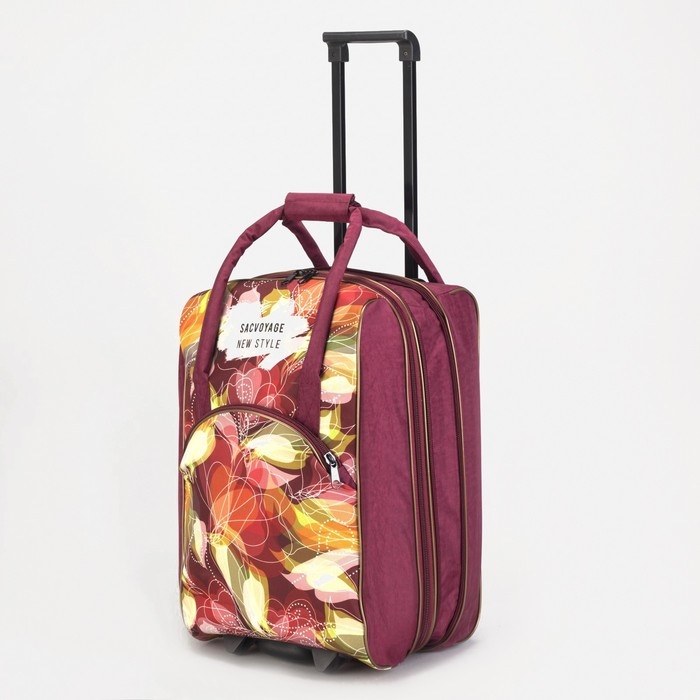 Чемодан малый 20" с сумкой, отдел на молнии, наружный карман, с расширением, цвет бордовый