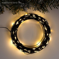 Гирлянда &laquo;Нить&raquo; 20 м роса, IP20, чёрная нить, 200 LED, свечение тёплое белое, 12 В