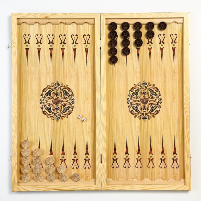 Нарды деревянные большие, с шашками "Гладиаторы", настольная игра, 60 х 60 см