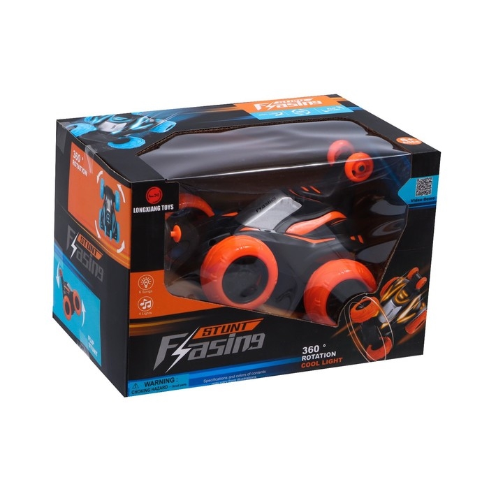 Машина-перевёртыш радиоуправляемая &laquo;Трюкач&raquo;, свет, работает от аккумулятора, цвет оранжевый