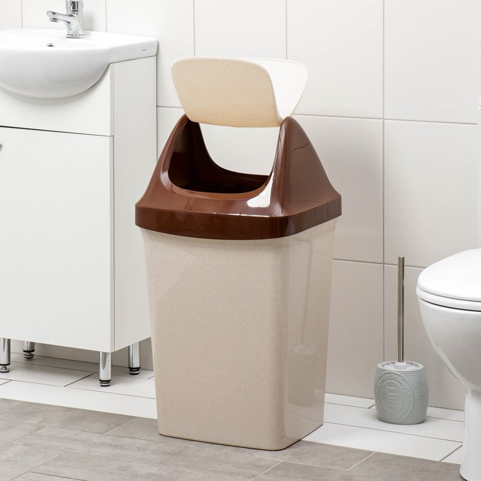 Контейнер для мусора &laquo;Свинг&raquo;, 50 л, цвет бежевый мрамор