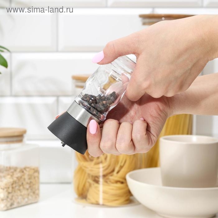 Мельница для специй Доляна &laquo;Рэйн&raquo;, 12&times;5 см, керамический механизм, цвет прозрачный