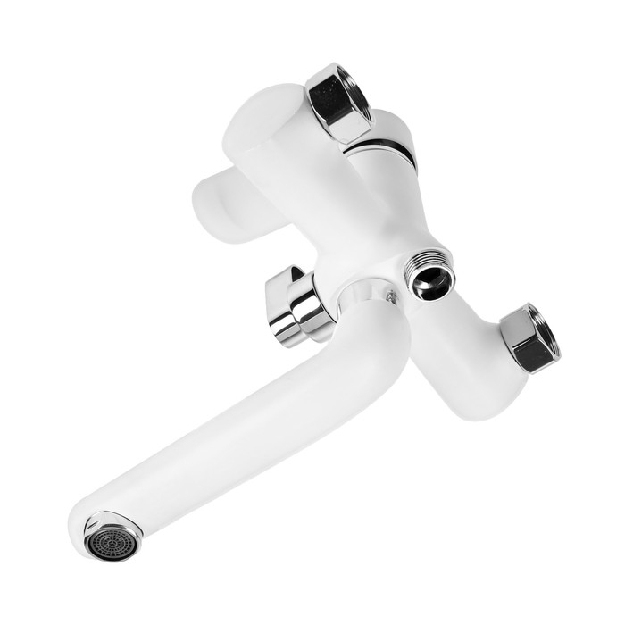 Смеситель для ванны ZEIN Z2746, излив 13 см, картридж 35 мм, с душевым набором, белый Смеситель для ванны ZEIN Z2746, излив 13 см, картридж 35 мм, с душевым набором, белый