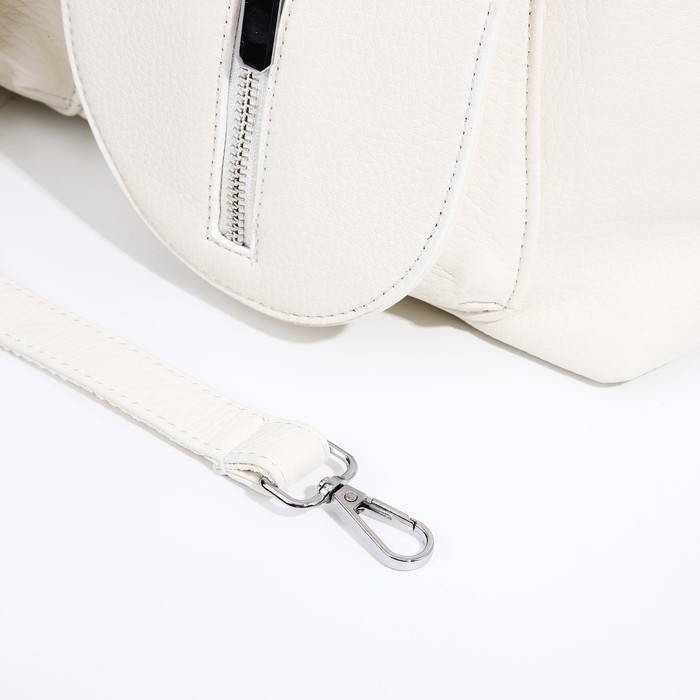 Сумка-тоут на молнии, 3 наружных кармана, цвет белый Сумка-тоут на молнии, 3 наружных кармана, цвет белый