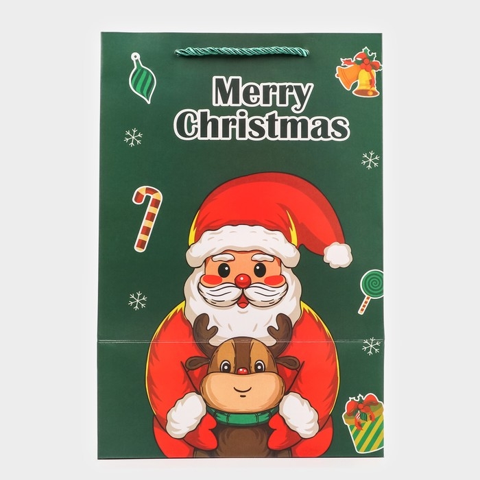 Пакет подарочный новогодний с окном Пакет подарочный новогодний с окном "Дед мороз" 30 х 20 х 16 см.