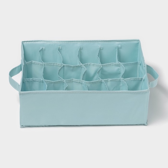 Органайзер для хранения белья «Комфорт», 18 ячеек, 35×24×13 см, цвет бирюзовый Органайзер для хранения белья «Комфорт», 18 ячеек, 35×24×13 см, цвет бирюзовый