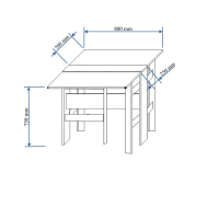 Стол-книжка, 800х200/1650х750, Дуб молочный