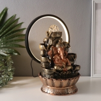 Фонтан настольный полистоун от сети, подсветка "Ганеша в золотом под водопадами" 25х20х34 см 10692 Фонтан настольный полистоун от сети, подсветка "Ганеша в золотом под водопадами" 25х20х34 см 10692