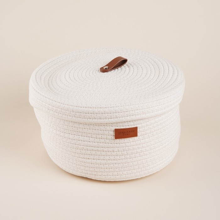 Корзина для хранения SL Home &laquo;Бэлл&raquo;, плетёная ручной работы, малая, 25&times;25&times;13,5 см, цвет белый