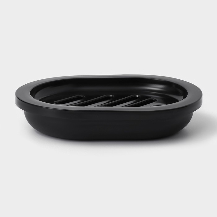 Набор для ванной &laquo;Эталон&raquo;, 4 предмета: дозатор для мыла, мыльница, 2 стакана, 24&times;8&times;17 см, цвет чёрный