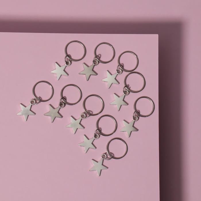 Пирсинг для волос «Звезда», 2,8 × 1,3 см, 10 шт, цвет серебристый Пирсинг для волос «Звезда», 2,8 × 1,3 см, 10 шт, цвет серебристый