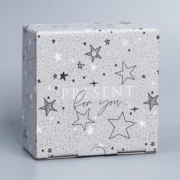 Коробка подарочная сборная, упаковка, &laquo;Звёзды&raquo;, 15 х 15 х 7 см