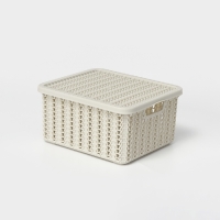 Коробка для хранения &laquo;Вязание&raquo;, 1,5 л, 17&times;15&times;8 см, с крышкой, цвет белый ротанг