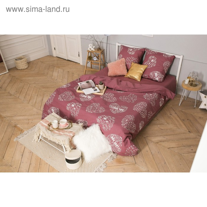 Постельное бельё Этель Te amo, вид 2, 1.5-сп., 143 &times; 215 см, 150 &times; 214 см, 70 &times; 70 см (2 шт.), бязь