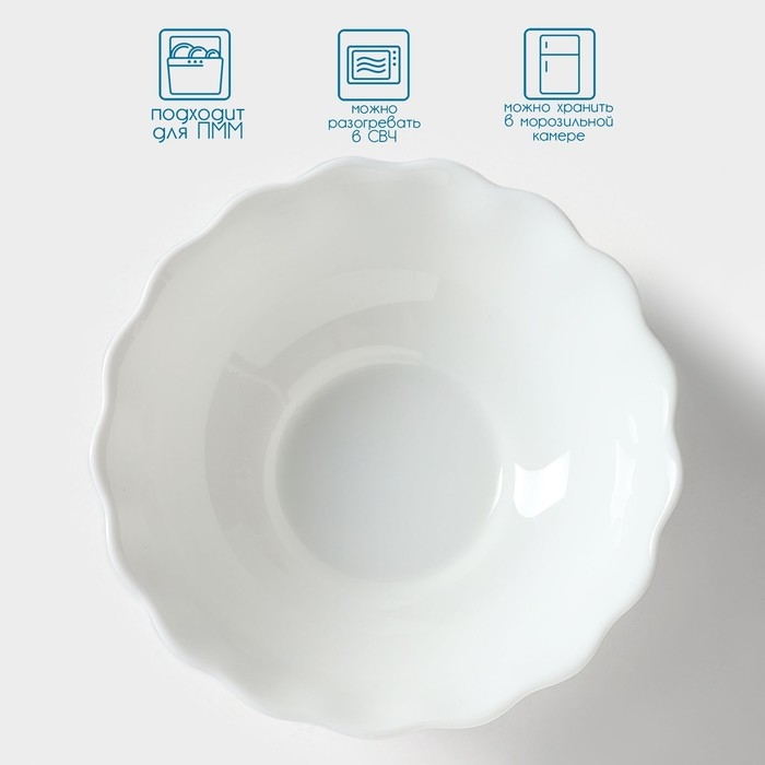 Набор салатников &laquo;Дива&raquo;, 15,5&times;5 см, 6 шт, стеклокерамика, цвет белый