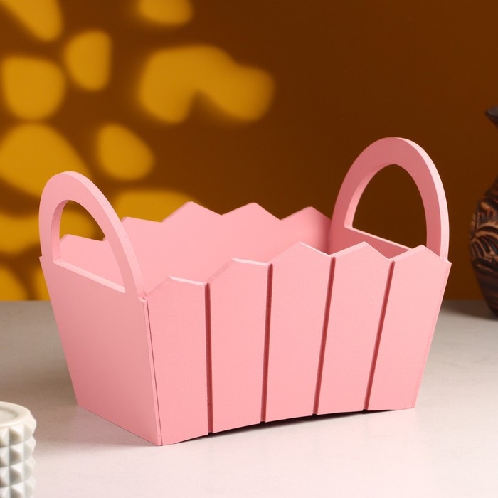 Кашпо деревянное 25&times;16&times;17 см "Мария", ручки боковые, МДФ, Розовый Коралл