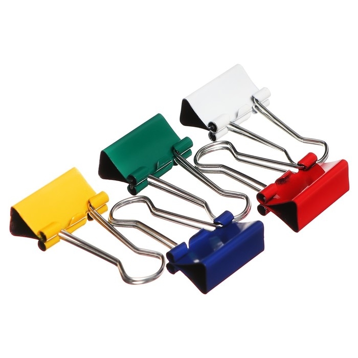 Набор зажимов для бумаг цветных 19мм, 40 штук, 4 цвета, в пластиковой тубе Набор зажимов для бумаг цветных 19мм, 40 штук, 4 цвета, в пластиковой тубе