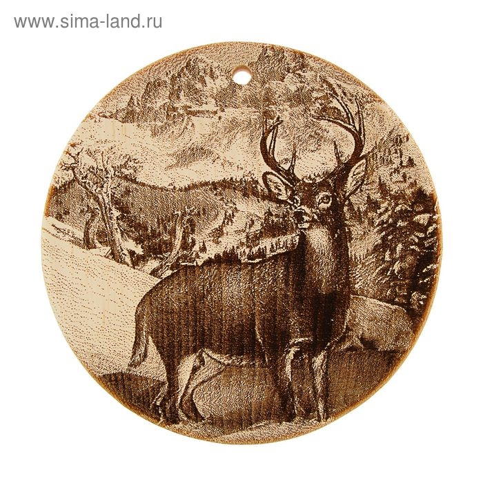 Доска из массива кедра &laquo;Олень&raquo;, круглая, 18 &times; 18 см