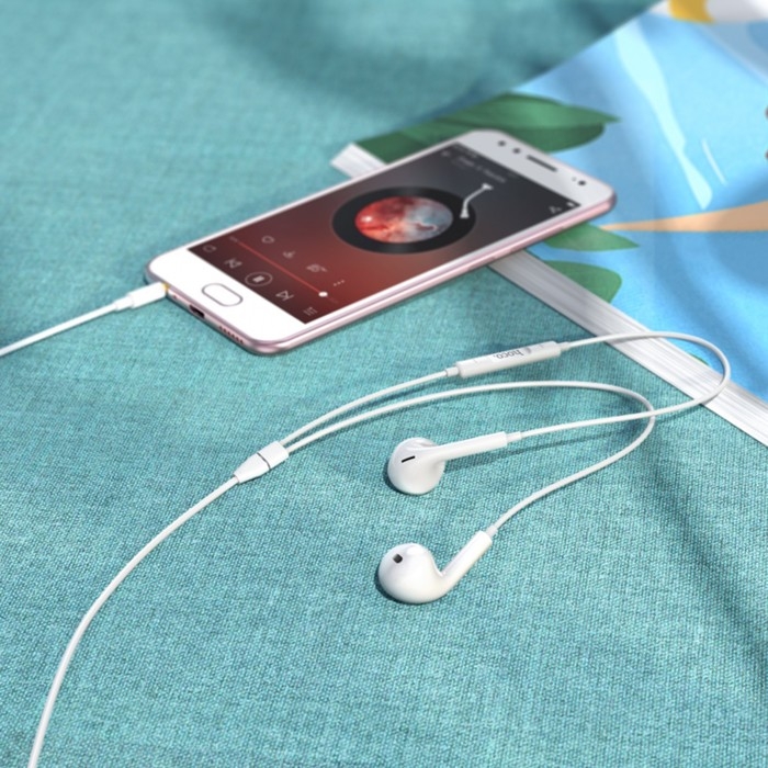 Наушники Hoco M101 Max, проводные, вкладыши, микрофон, 1.2 м, белые Наушники Hoco M101 Max, проводные, вкладыши, микрофон, 1.2 м, белые