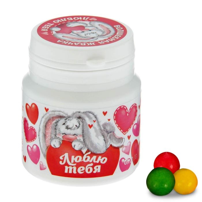 Жевательная резинка &laquo;Люблю тебя&raquo;: со вкусом тутти-фрутти, 40 г.