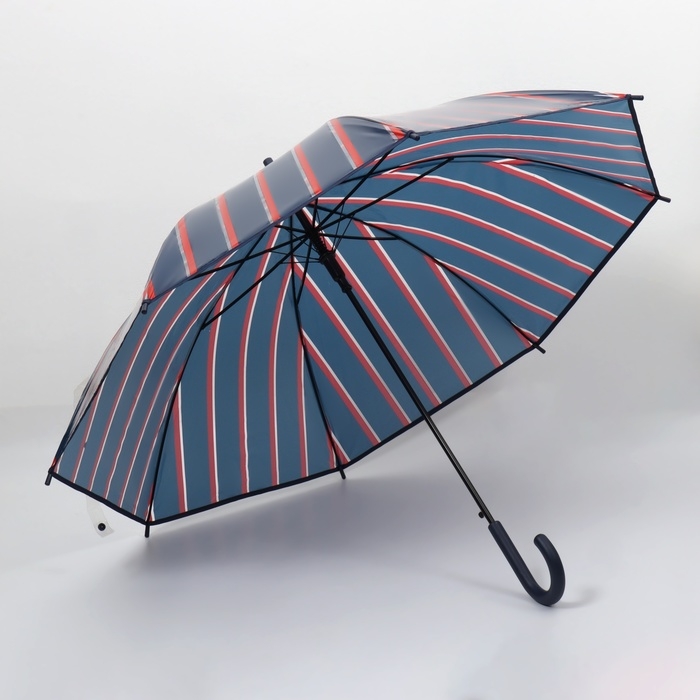 Зонт - трость полуавтоматический &laquo;Полосы&raquo;, 8 спиц, R = 54/60 см, D = 120 см, цвет синий/красный