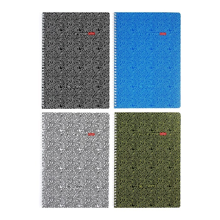 Тетрадь A4, 96 листов в линейку на гребне Тетрадь A4, 96 листов в линейку на гребне "Лабиринт", обложка мелованный картон, глянцевая ламинация, тиснение, блок 65 г/м2, 4В МИКС