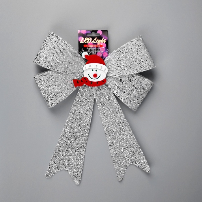 Световой бант "Снеговик бантик" 24x32 см, 1 LED, батарейки LR44x2 (в комплекте), мерцание, свечение мульти