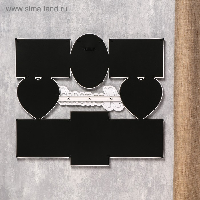 Фоторамка пластик на 8 фото 10х10, 10х15 см Фоторамка пластик на 8 фото 10х10, 10х15 см "Я люблю тебя" белая 44х49 см