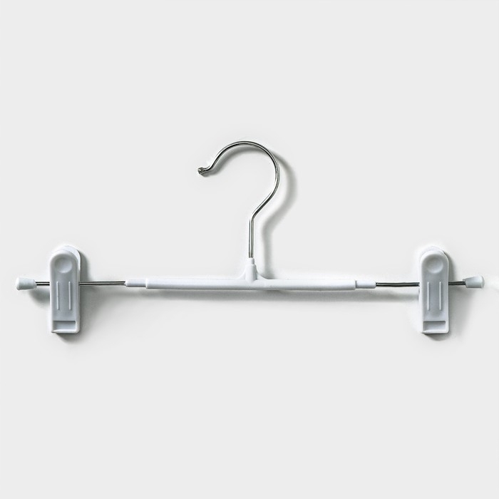 Вешалки для брюк и юбок с зажимами, набор 10 шт, 30×12,5 см, цвет белый Вешалки для брюк и юбок с зажимами, набор 10 шт, 30×12,5 см, цвет белый