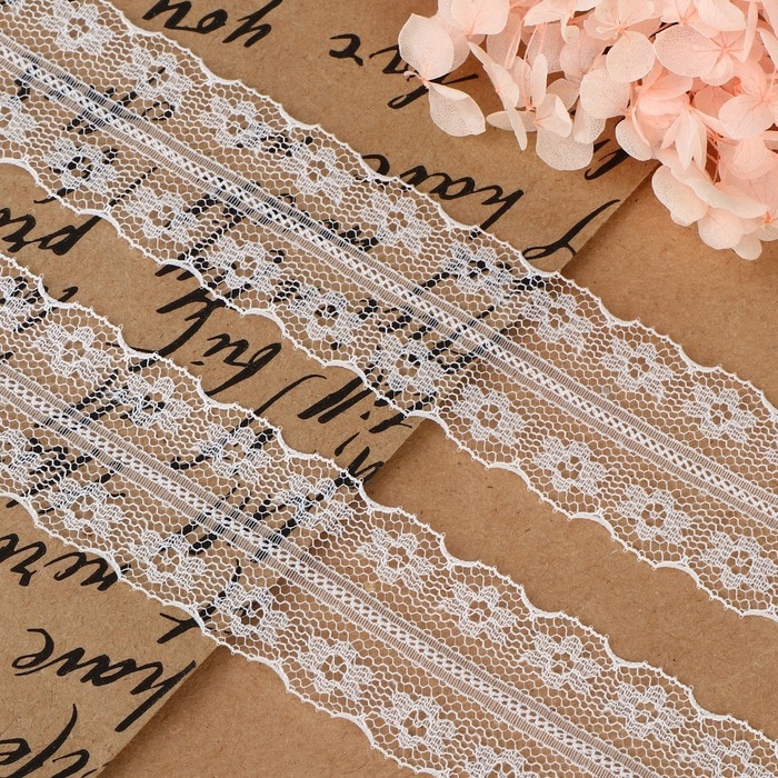 Кружево капроновое, 30 мм &times; 10 &plusmn; 1 м, цвет белый