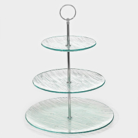 Этажёрка - фруктовница круглая Доляна &laquo;Текстура&raquo;, 3 яруса, d=24/20/15 см, стекло