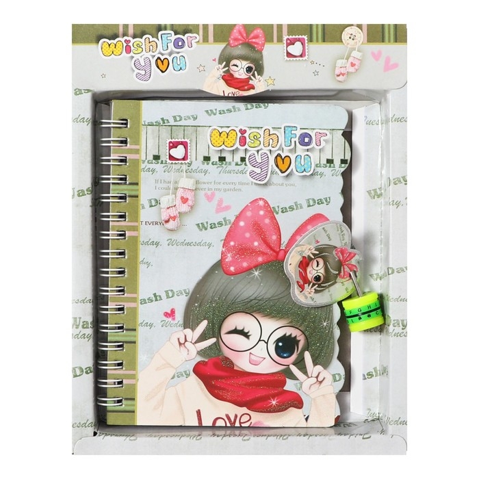 Записная книжка в подарочной коробке А6 "Аниме", на замочке, линия, 50 листов, МИКС