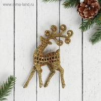 Украшение ёлочное "Ажурный олень в блёстках" (набор 2 шт) 5,5х12 см, серебро, золото