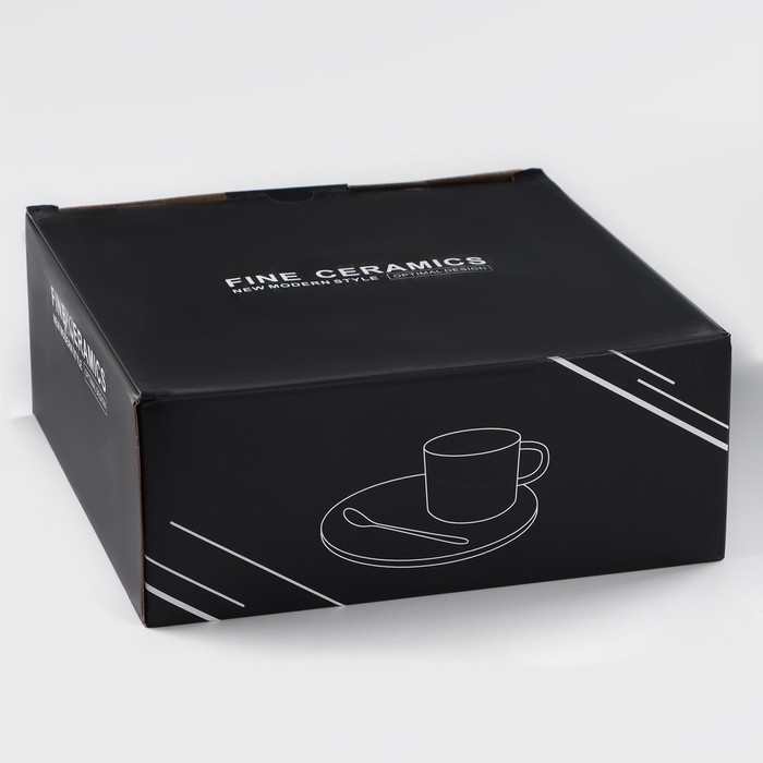 Кофейная пара керамическая &laquo;Любовь&raquo;, 3 предмета: кружка 200 мл, блюдце d=20 см, ложка h=14 см, цвет розовый