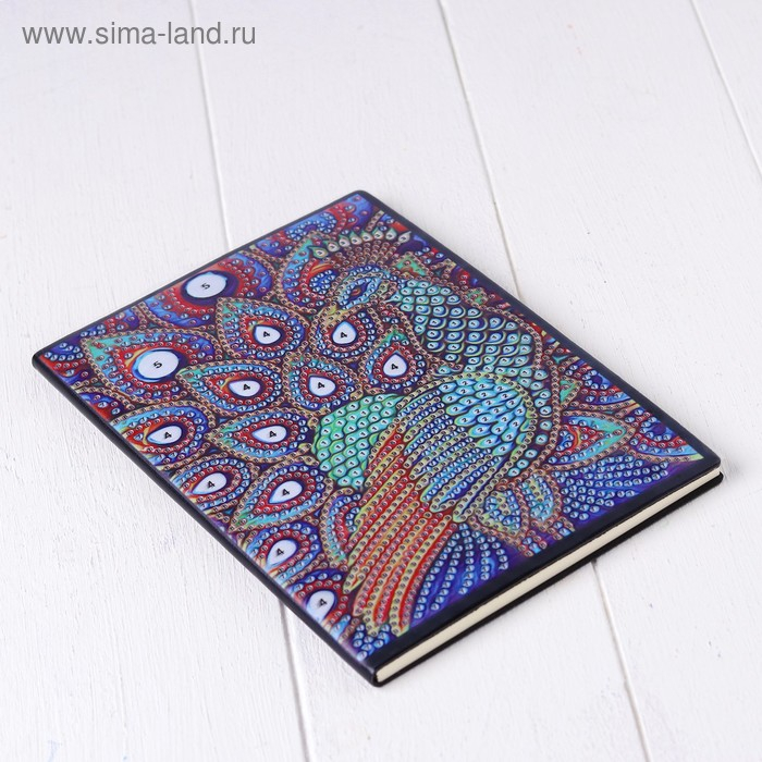 Алмазная вышивка на блокноте &laquo;Красавец павлин&raquo;, 50 стр.