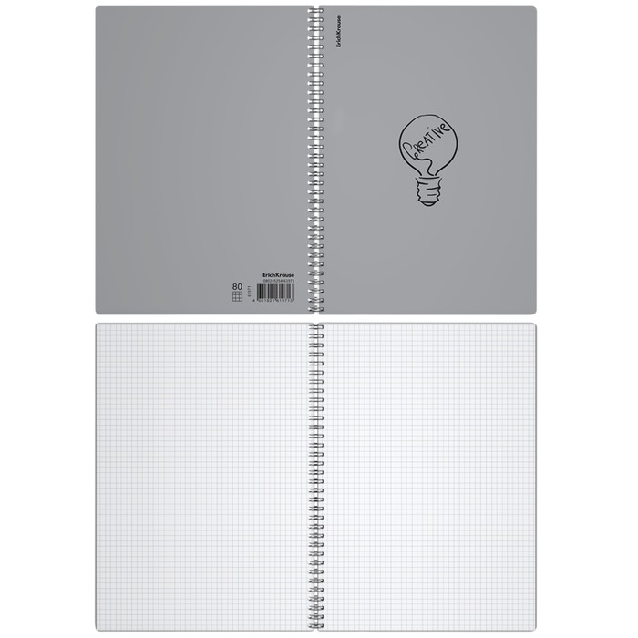 Тетрадь А4 на спирали, 80 листов в клетку, ErichKrause Life Style, пластиковая обложка, блок офсет 100% белизна, серая Тетрадь А4 на спирали, 80 листов в клетку, ErichKrause Life Style, пластиковая обложка, блок офсет 100% белизна, серая