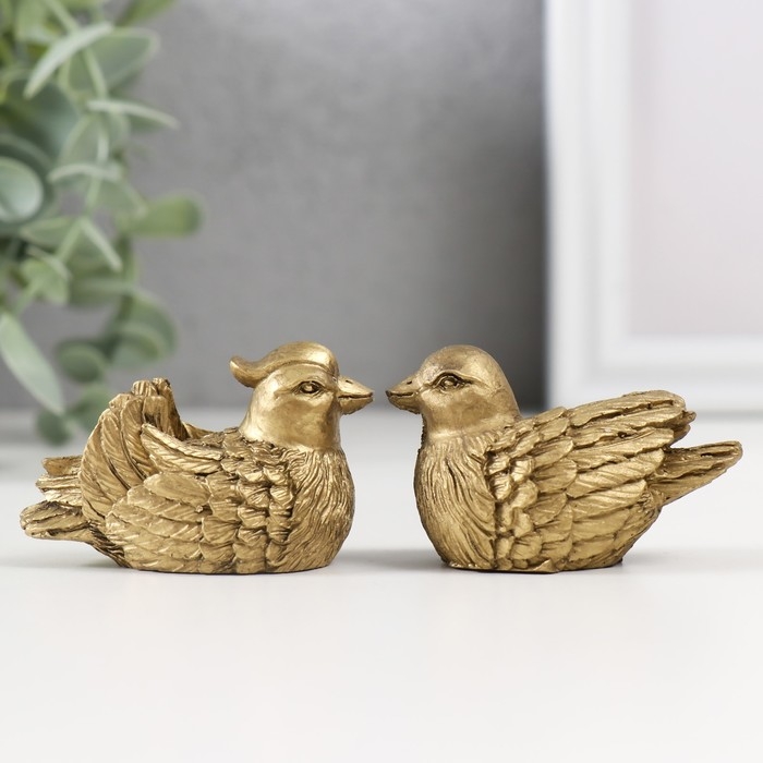 Нэцке полистоун бронза Нэцке полистоун бронза "Уточки-мандаринки" набор 2 шт 3,5х5,5х3 см