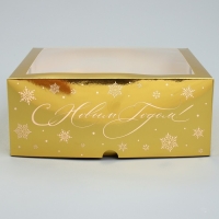 Коробка складная на 9 капкейков с окном «С Новым Годом», 25 х 25 х 10 см, Новый год Коробка складная на 9 капкейков с окном «С Новым Годом», 25 х 25 х 10 см, Новый год