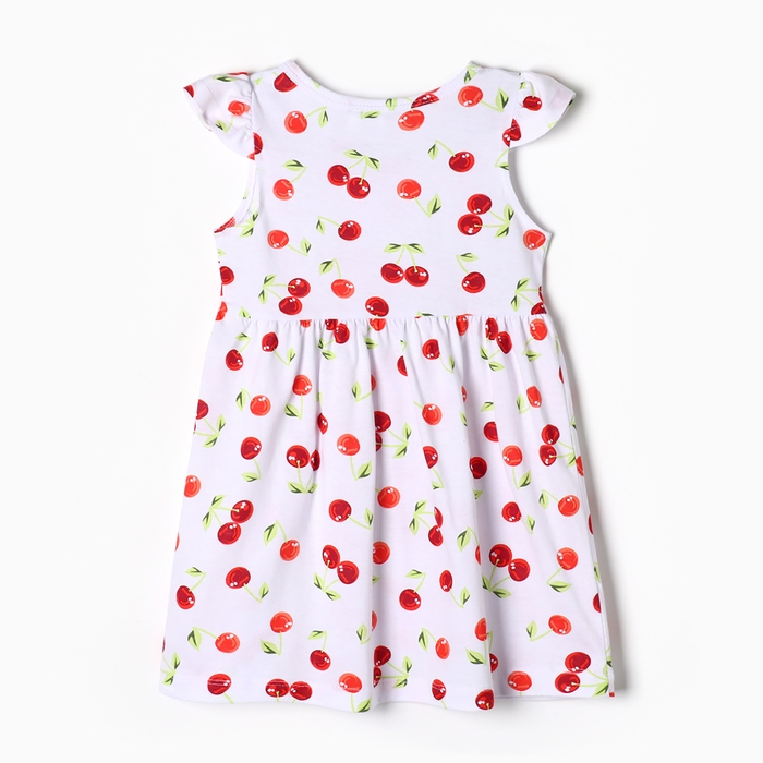 Платье для девочки "Вишни", цвет белый, рост 122-128