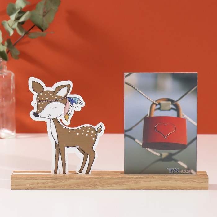 Фоторамка дерево, акрил 10х15 см Фоторамка дерево, акрил 10х15 см "Оленёнок" 4х27,3х14 см