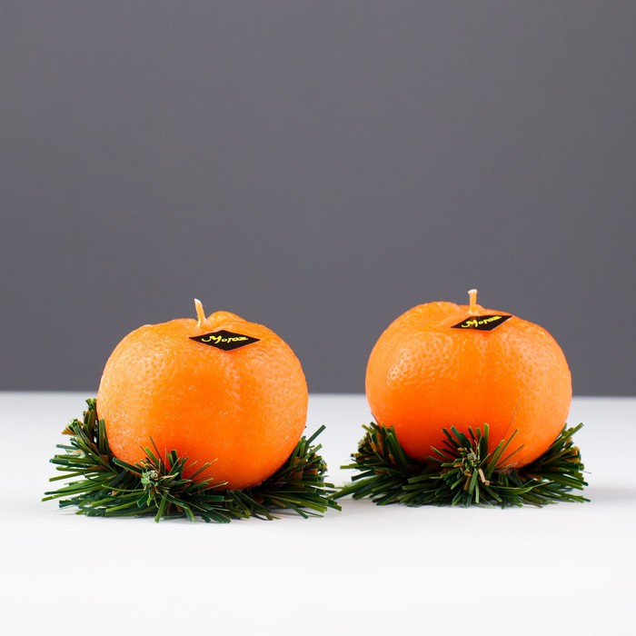 Набор новогодних свечей "Мандарины в ящике", 2 шт, 6,2&times;14&times;7,4 см