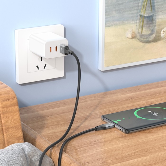 Кабель Hoco X92, Type-C - USB, 3 А, 3 м, оплётка силикон, чёрный Кабель Hoco X92, Type-C - USB, 3 А, 3 м, оплётка силикон, чёрный