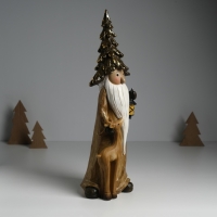 Сувенир полистоун "Дед Мороз в золотом наряде, колпаке-ёлке, с оленёнком" 12х9,5х36 см Сувенир полистоун "Дед Мороз в золотом наряде, колпаке-ёлке, с оленёнком" 12х9,5х36 см