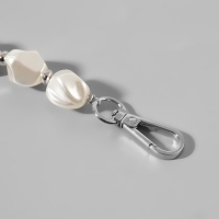 Ручка для сумки, перламутровые бусы, 26 см, цвет белый/серебряный