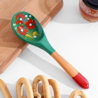 Ложка &laquo;Зеленушка&raquo;, салатная, 6&times;21, хохлома